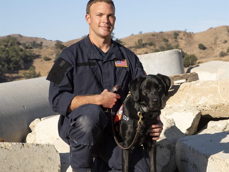 Search Dog Bond with handler J.P. Hilsabeck on rubble